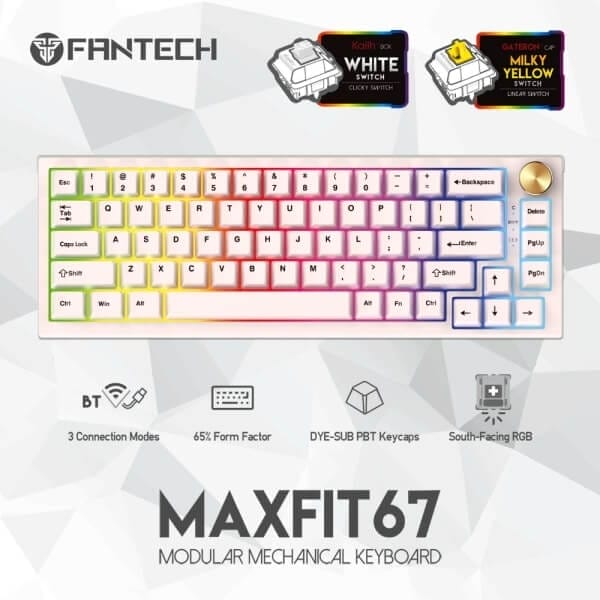 Fantech MAXFIT67 MK858 Space Edition RGB Kailh Box White Switch Mechanical Hotswap Keyboard
