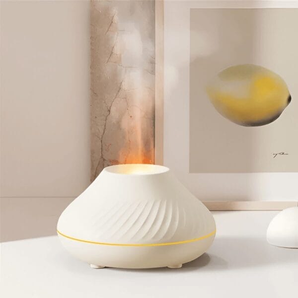 GearUP DQ705 Volcanic Flame Mini Humidifier With Color Night Light- White Color