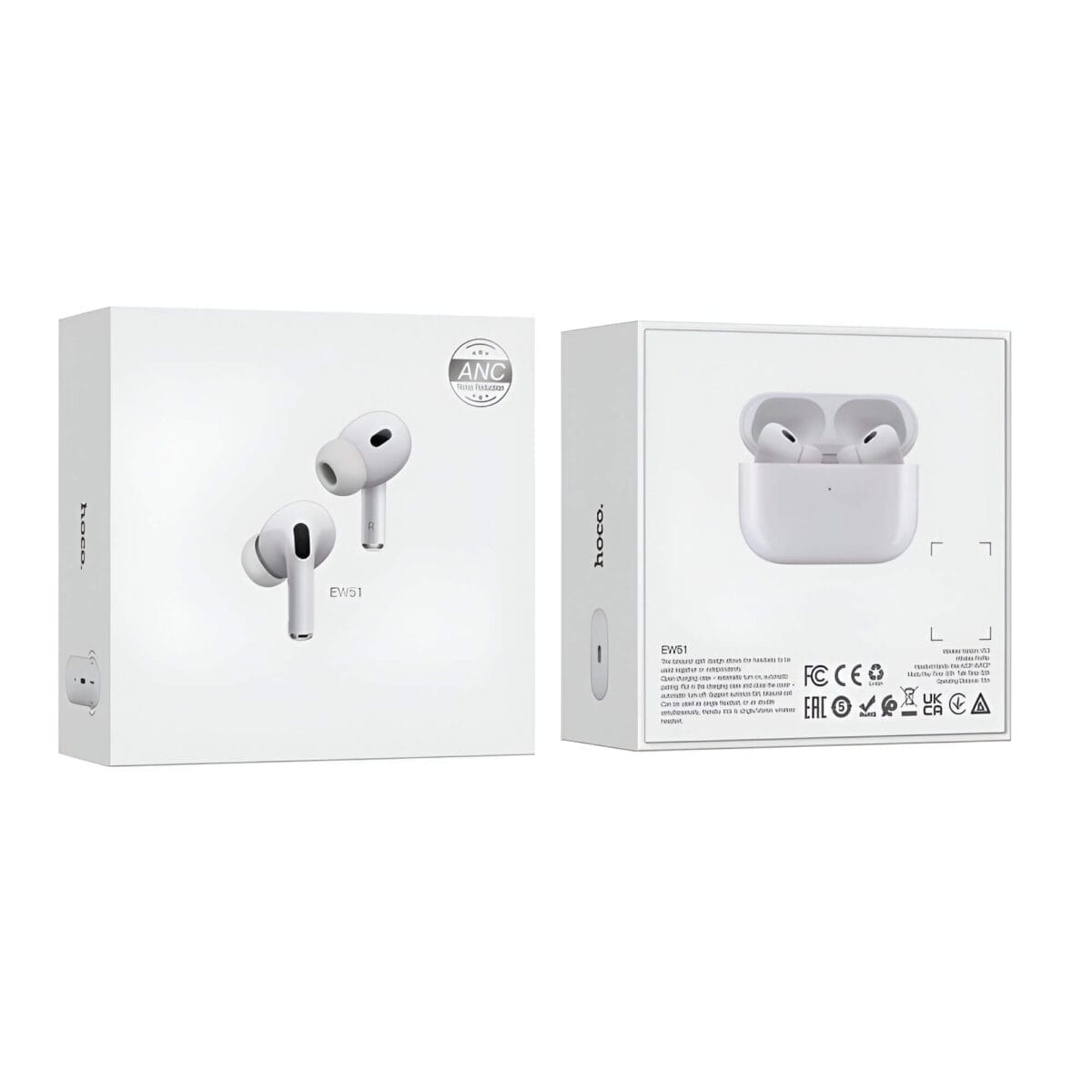 Hoco EW51 ANC True Wireless Bluetooth Earbuds – White Color