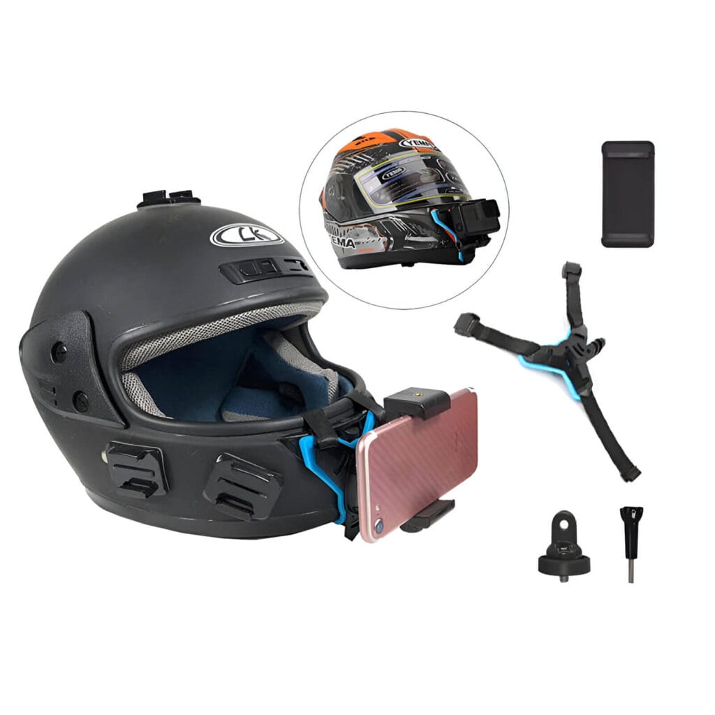 Helmet Chin Mount And Mobile Holder For Smartphone & Action Camera